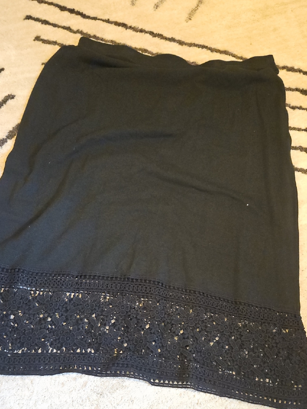 Liz Claiborne Black Midi Skirt with Crochet Hem
